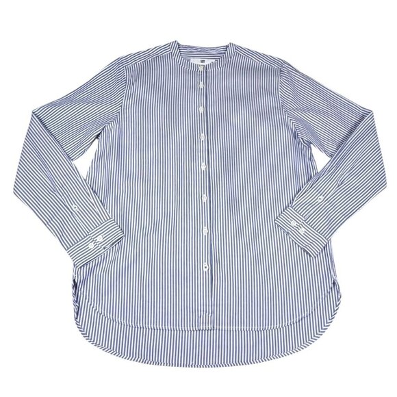 Cargo Crew 100% Cotton Striped Shirt Sz.L Blue White Band Collar Staple Preppy - Picture 1 of 11